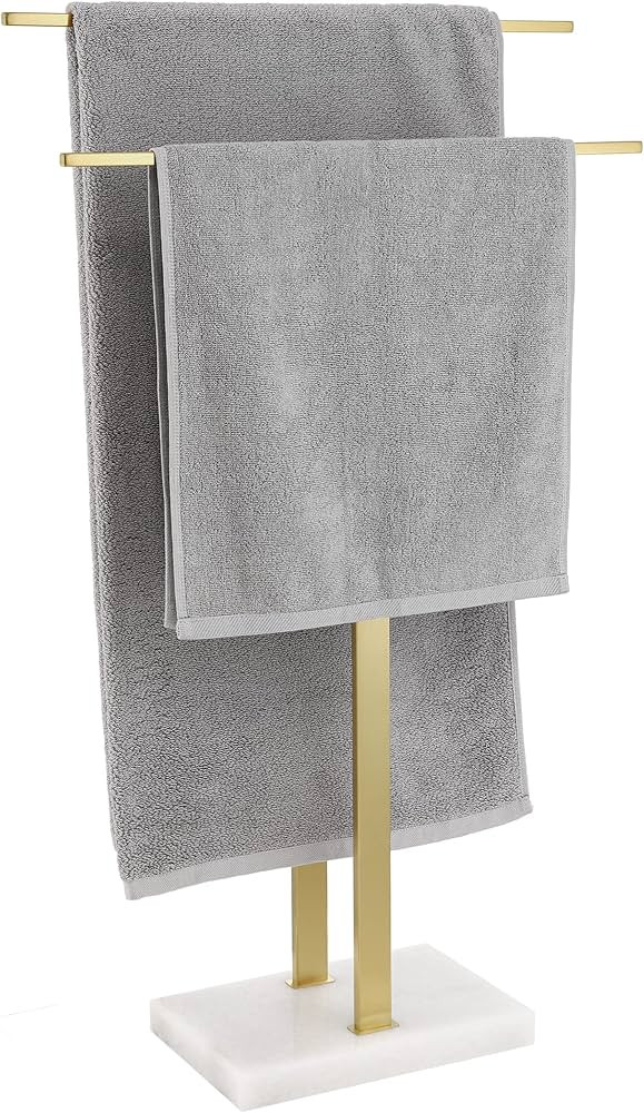 KES Standing Towel Rack with Marble Base, 2-Tier Towel Stand for Bathroom Floor, Upgrade Steady D... | Amazon (US)