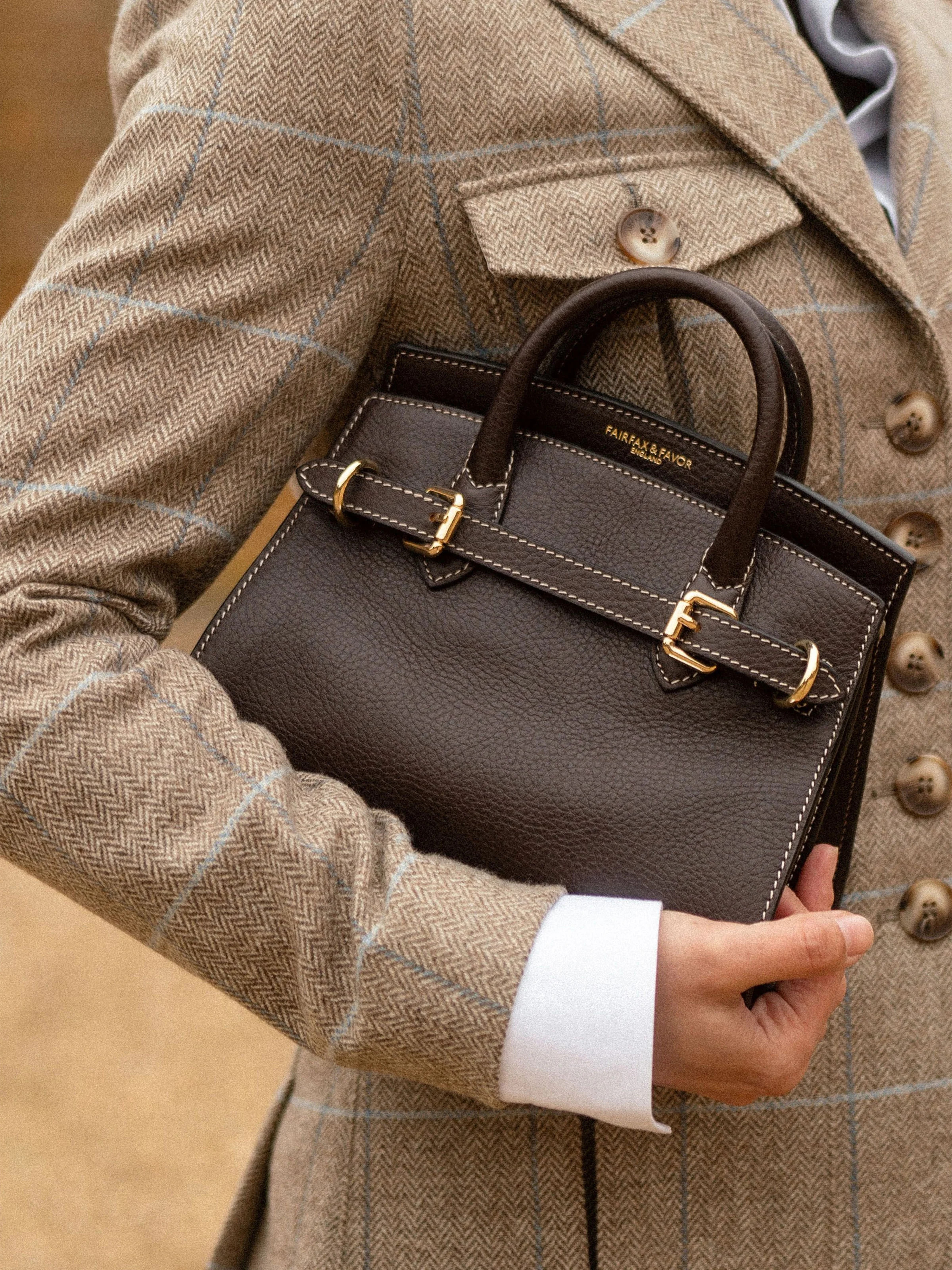 Town & Country Collection - Micro Top Handle Bag - Chocolate | Fairfax & Favor | Fairfax & Favor (UK)