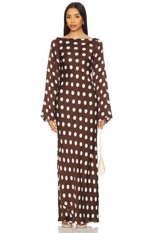 HEMANT AND NANDITA Long Dress in Brown Polka Dot from Revolve.com | Revolve Clothing (Global)