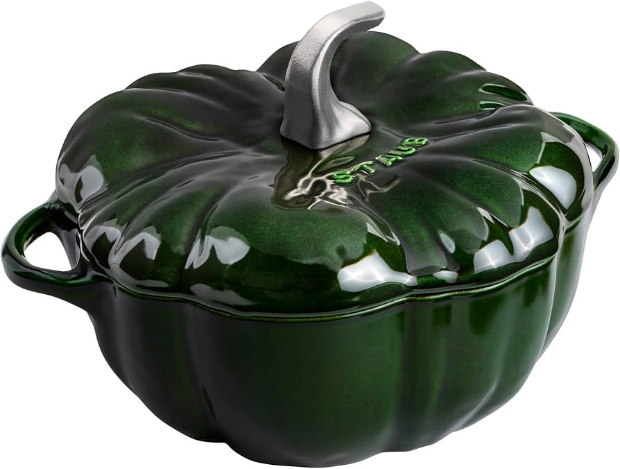 STAUB Cast Iron 3.5-qt Pumpkin Cocotte with Stainless Steel Knob - Basil | Amazon (US)