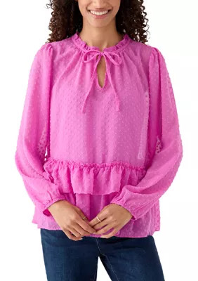 Women's Pink Heart Printed Flowy Blouse | Belk
