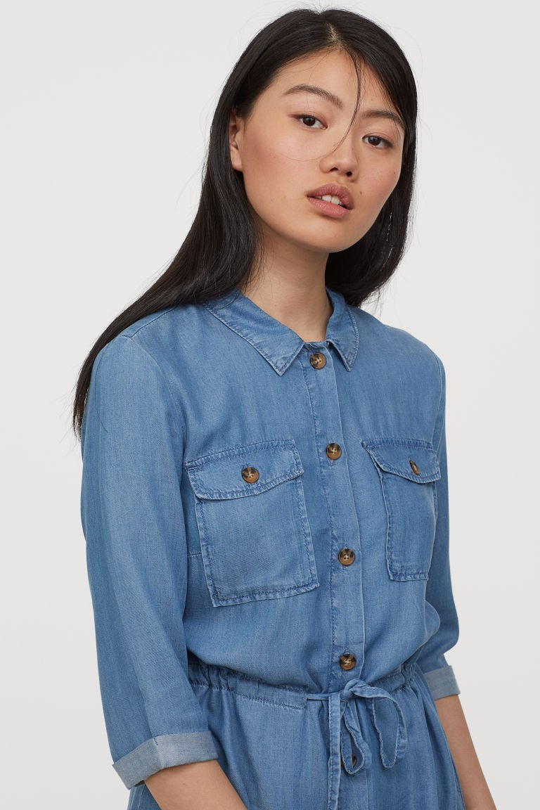 Blusenkleid aus Lyocell - Blau -  | H&M DE | H&M (DE, AT, CH, NL, FI)
