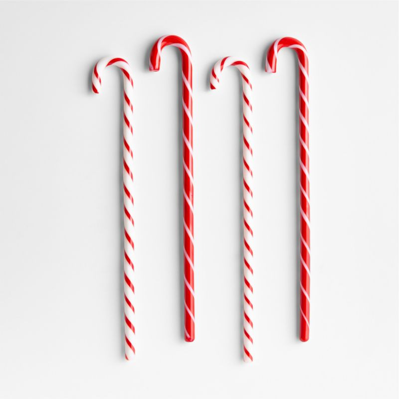 Candy Cane Glass Drink Stirrers, Set of 4 | Crate & Barrel | Crate & Barrel