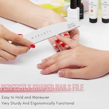 Makartt Nail File 100/180 Grit Nail Files for Acrylic Nails Gel Nails Dip Nails Professional Stro... | Amazon (US)