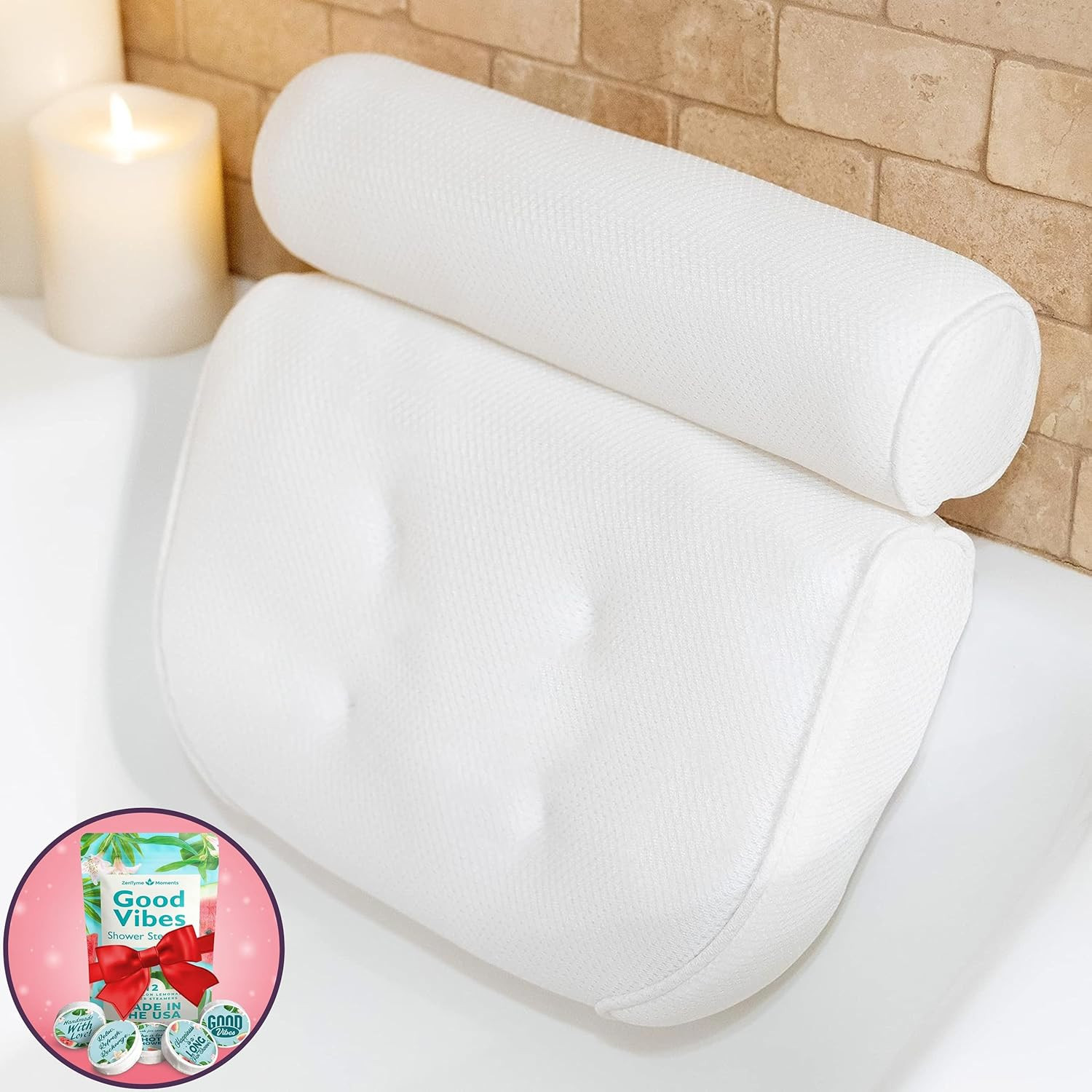 Bath Pillow - Square Bath Pillows for Tub Neck & Back Support, Luxury Bathtub Pillows for Head & ... | Amazon (US)