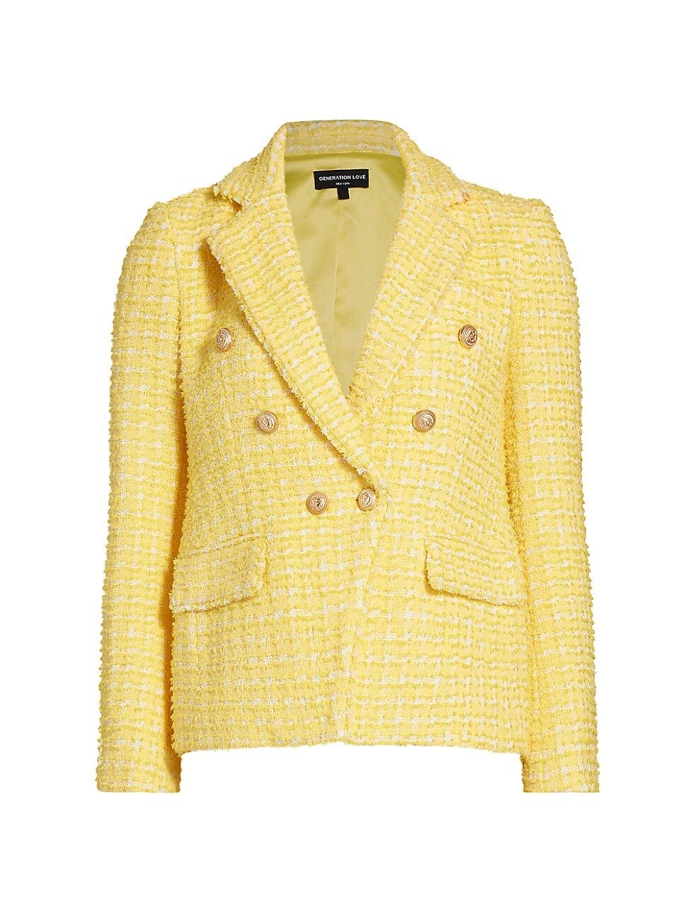 Women's Eliza Tweed Blazer - Yellow White - Size Large | Saks Fifth Avenue