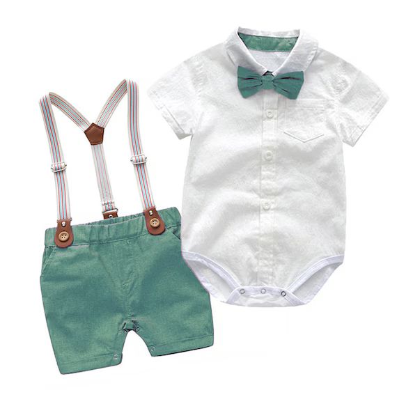 Baby Boy Shirt and Suspender Short Set | Etsy (US)