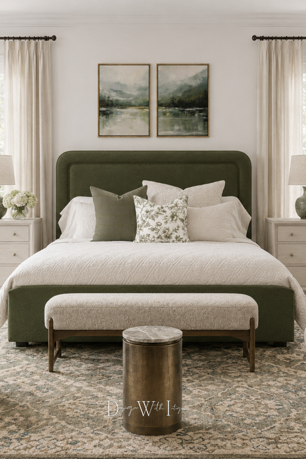 Designed to feel serene, grounded, and timeless. This bedroom layers earthy olive tones with soft ivory textures to create a retreat that feels both elevated and deeply comfortable. The oversized upholstered bed adds a sense of softness and sophistication, while the vintage inspired rug, warm wood accents, and landscape artwork bring in an organic, collected feel. Every detail works together to create a calm atmosphere that feels luxurious without trying too hard.

This bedroom concept was inspired by a digital mood board and thoughtfully generated with AI as a source of interior inspiration. If you love organic modern interiors with layered neutrals and rich earthy tones, tap through to shop the look on LTK and recreate this relaxed luxury aesthetic in your own home.

Shop the post on LTK for bedding, furniture, lighting, artwork, and decor styling.

#bedroomdecor #organicmodern #ltkhome 

 #LTKHome