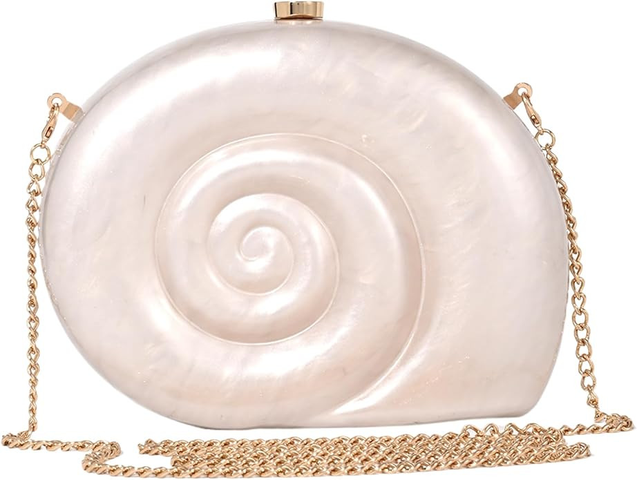 Clutch Purse For Women Acrylic Conch Shell Handbag, Wedding Evening Cute Bride Bags Pearl Luxury ... | Amazon (US)