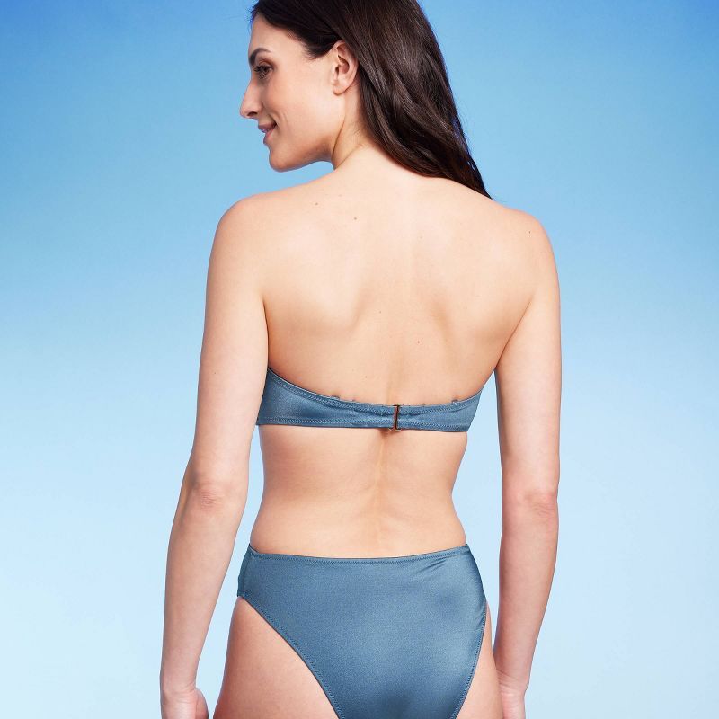 Women's V-Wire Shirred Bandeau Bikini Top - Shade & Shore™ Blue Shine | Target