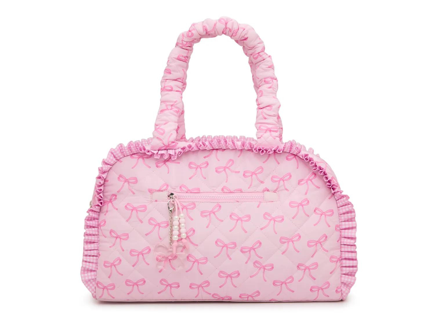 OMG Accessories Bow Quilted Duffle Bag | Girl's | Light Pink | Size One Size | Handbags | DSW