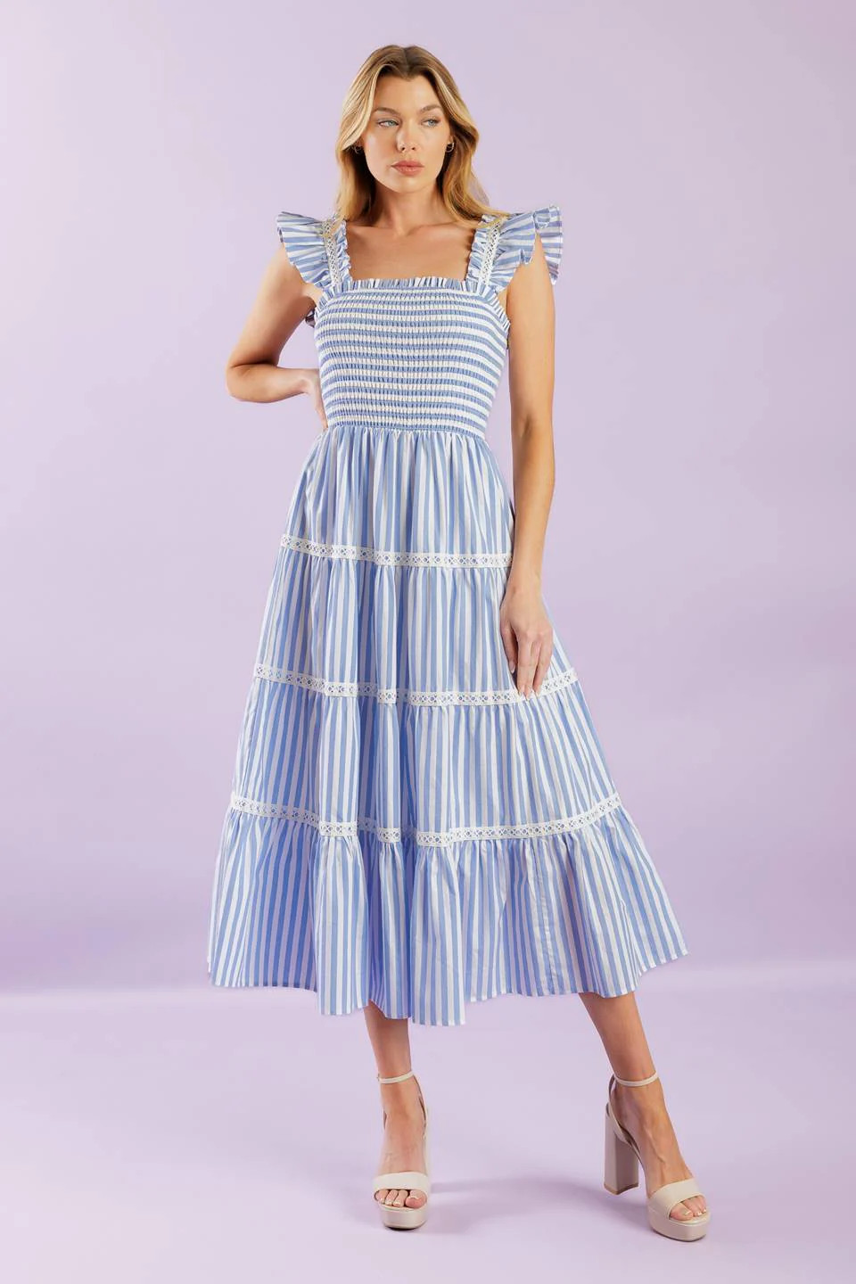 SWING OF THINGS BLUE MIDI DRESS | Lady Black Tie