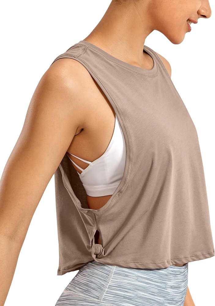 CRZ YOGA Pima Cotton Cropped Tank Tops for Women - Sleeveless Sports Shirts Athletic Yoga Running... | Amazon (US)