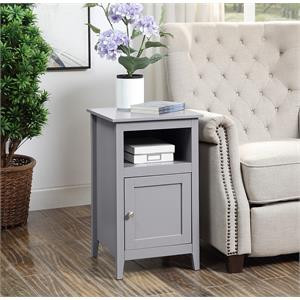 Pemberly Row Storage Cabinet End Table with Shelf in Gray Wood | Homesquare