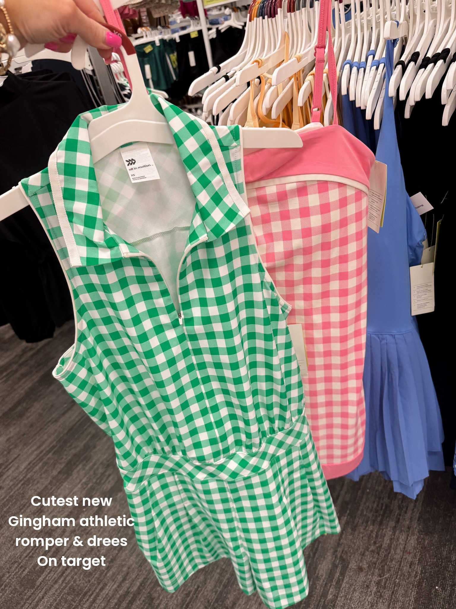 Target new arrivals are SO good right now 💚🏁 and this green gingham romper immediately came home with me!!

This women’s gingham romper is the cutest sporty-chic piece for spring and summer. It features a flattering zip-front neckline, structured collar, and the sweetest ruffle hem detail that gives it that feminine touch we all love. The fabric feels lightweight and comfy — perfect for everyday errands, travel days, brunch, or even golf/tennis-inspired looks.

I loved it so much I also ordered the pink gingham athletic dress online because I already know it’s going to be a spring staple 🙌🏼 The gingham trend is having a MOMENT and this one is giving preppy, polished, and playful all at once.

If you’re looking for:
• women’s spring rompers
• gingham athletic dresses
• Target activewear dresses
• affordable spring fashion finds
• preppy spring outfits

Run don’t walk 🛒 These just hit the site and sizes will go fast!

#targetstyle #targetfinds #targetnewarrivals #springfashion #ginghamdress #athleisurestyle #preppystyle #springoutfits #momstyle #targetfashion


#LTKActive #LTKootd #LTKPetite