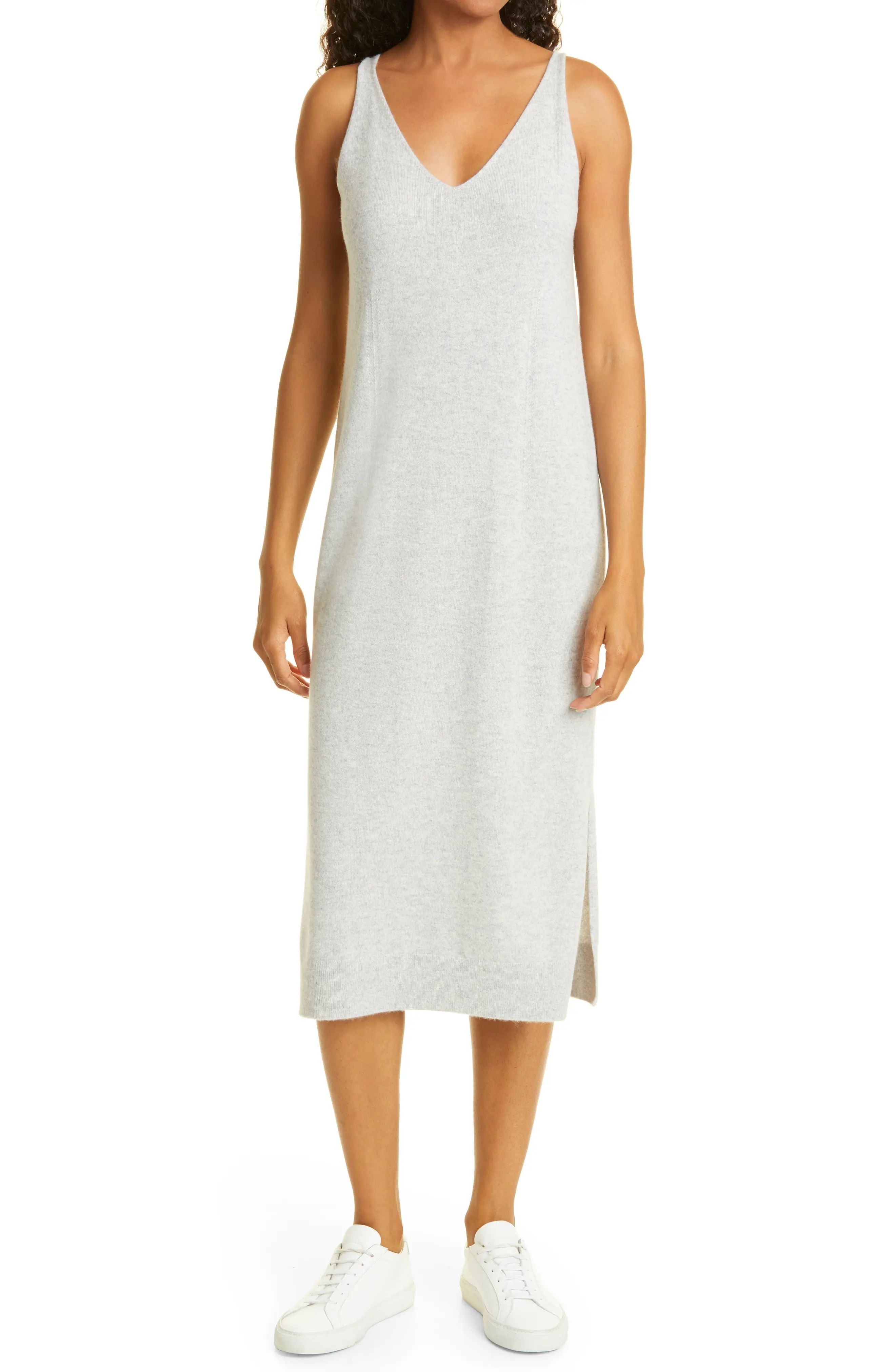 Club Monaco Signature Recycled Cashmere Midi Sweater Dress, Size Xx-Small in Light Heather Grey at N | Nordstrom