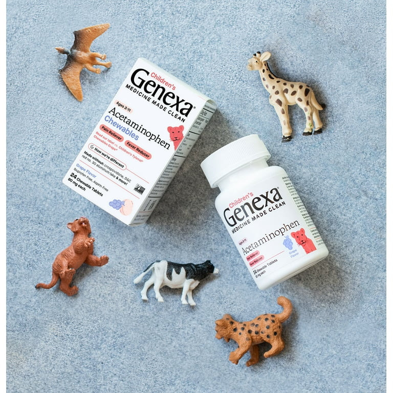 Genexa Children's Acetaminophen Pain & Fever Relief Chewable Tablets, 24 Ct - Walmart.com | Walmart (US)