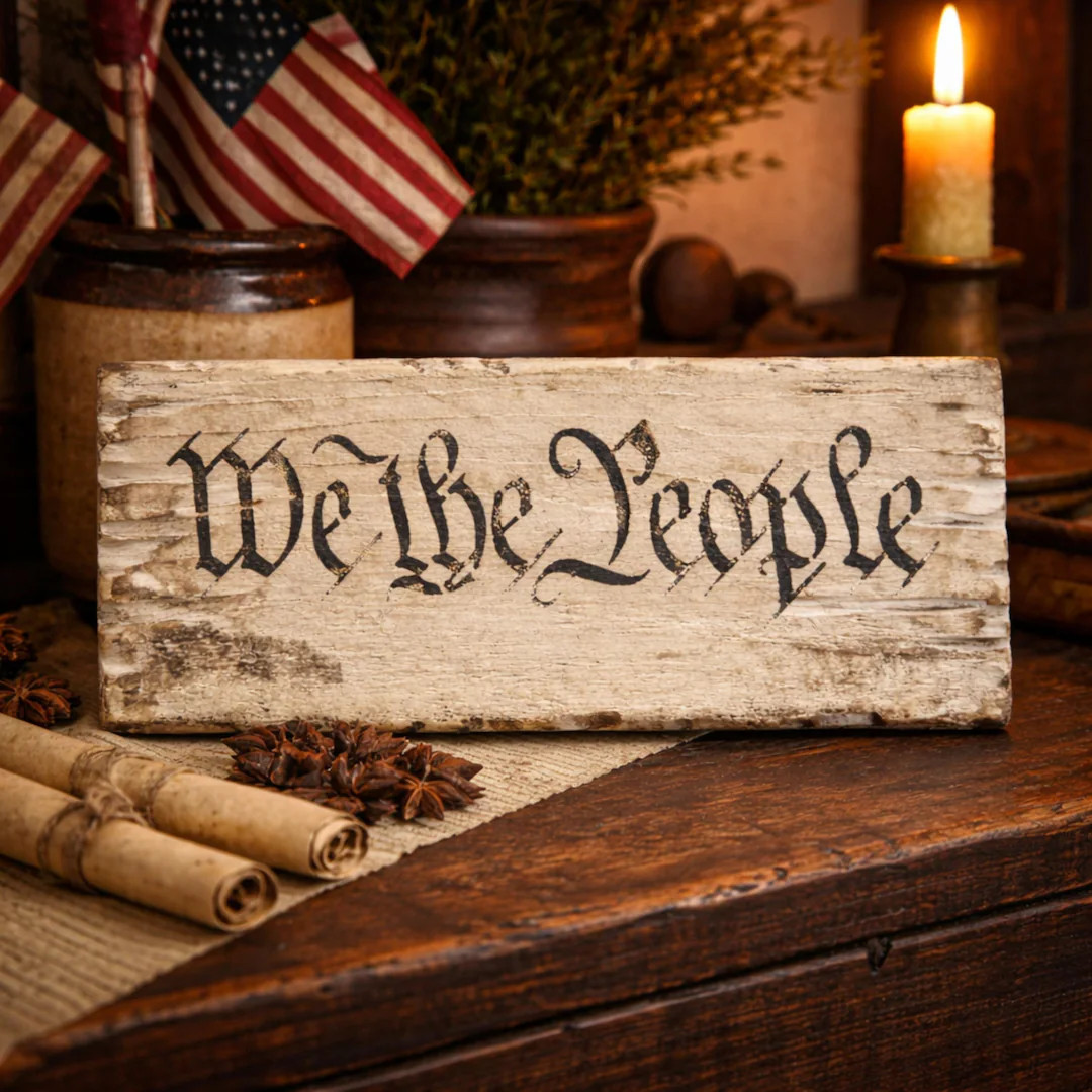 Rustic Primitive Patriotic "We the People" Wood Shelf Sign, Colonial Americana Decor 1776, Vintag... | Etsy (US)