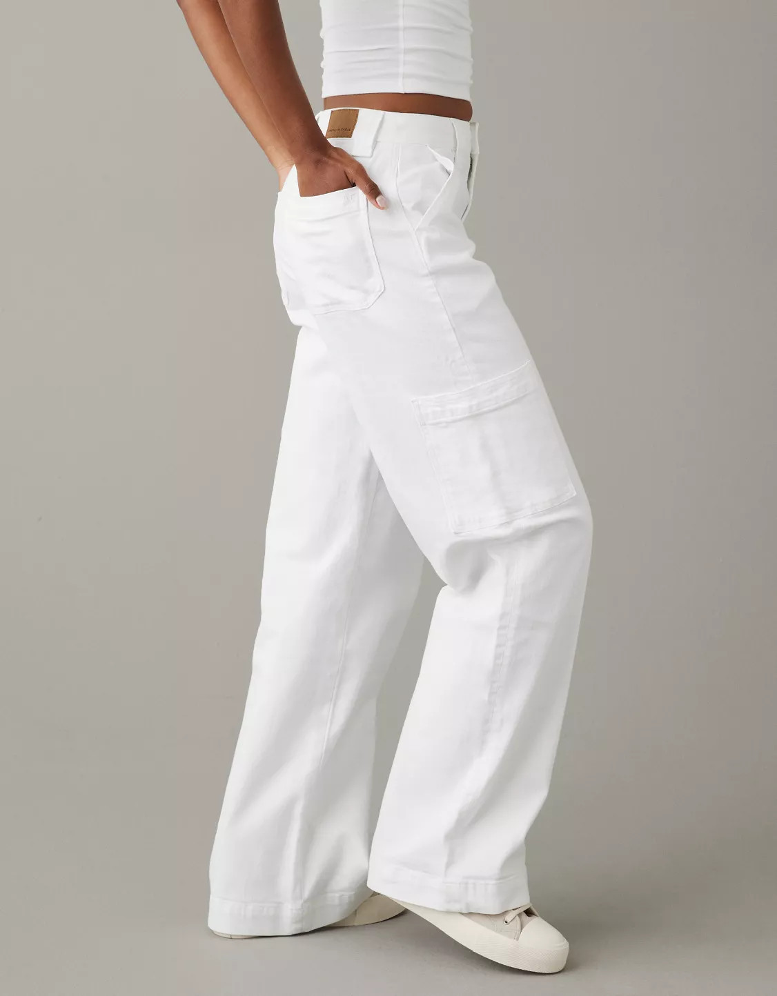 AE Stretch Super High-Waisted Cargo Baggy Wide-Leg Jean | American Eagle Outfitters (US & CA)