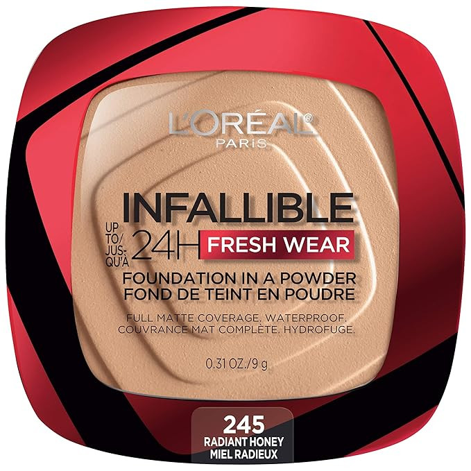 L'Oreal Paris Infallible Fresh Wear Foundation in a Powder, Up to 24H Wear, 245 Radiant Honey, 0.... | Amazon (US)