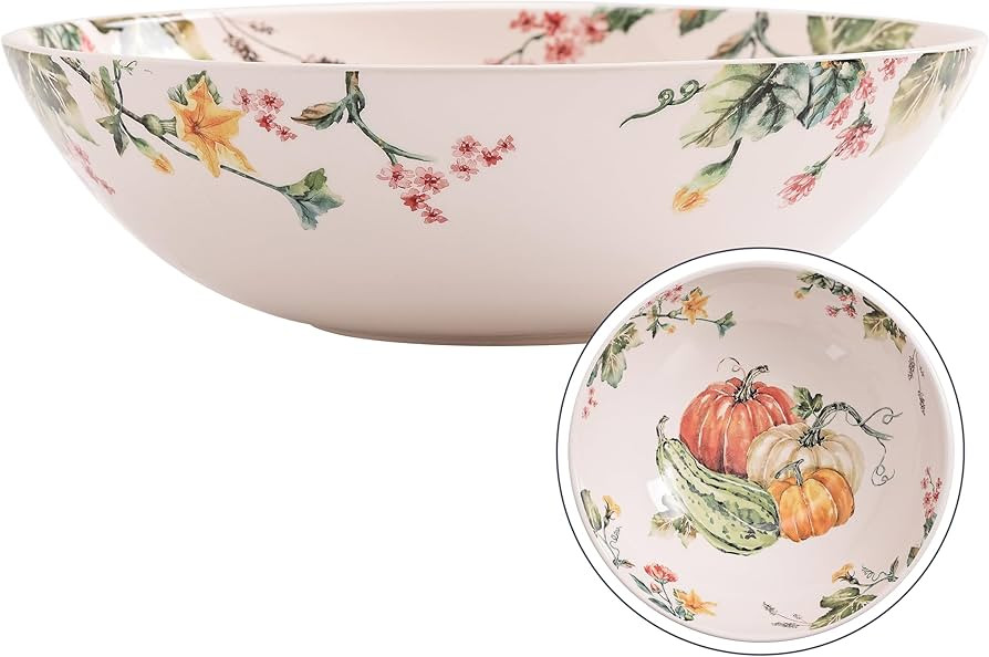 Bico Pumpkin Feast Ceramic 13 inch Serving Bowl, Microwave & Dishwasher Safe | Amazon (US)