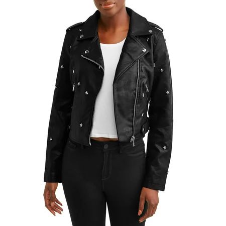Women's Star-Studded Faux Leather Jacket | Walmart (US)