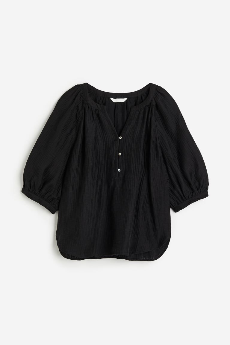 Crinkled Blouse - Black - Ladies | H&M US | H&M (US + CA)