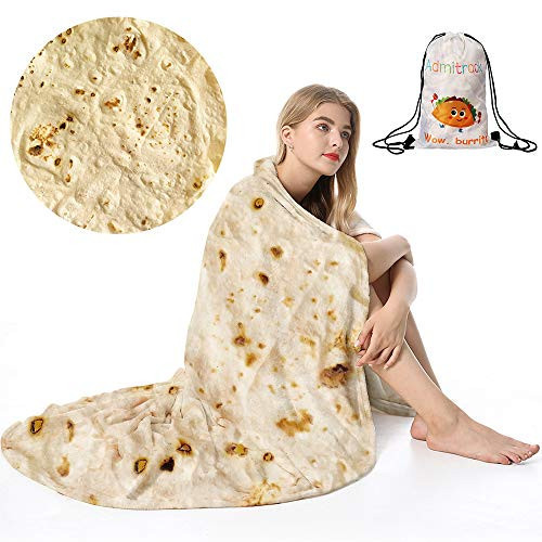 Admitrack Tortilla Envelop Blanket, Burritos Round Envelop, Funny Realistic Food Round Blanket, Novelty Burritos Throw for Adults & Kids (Double Sided) | Amazon (US)