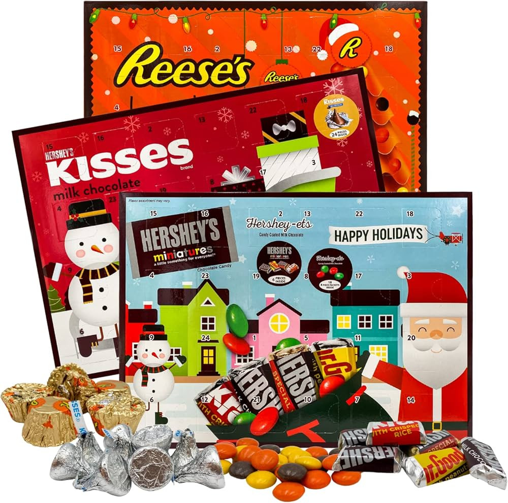 2023 Hershey Chocolate Advent Calendar Christmas Gift Set, Reese's, Kisses, and Hershey Miniature... | Amazon (US)