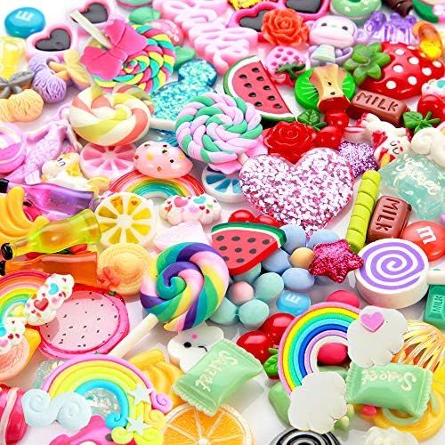 Slime Charms Cute Set - Charms for Slime Assorted Fruits Candy Sweets Flatback Resin Cabochons fo... | Amazon (US)