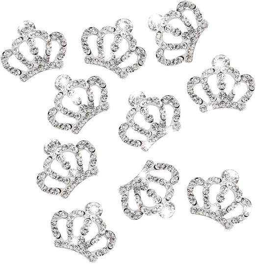 ROSENICE 10pcs Crystal Crown Rhinestone Embellishments for Craft Decoration (Silver) | Amazon (US)