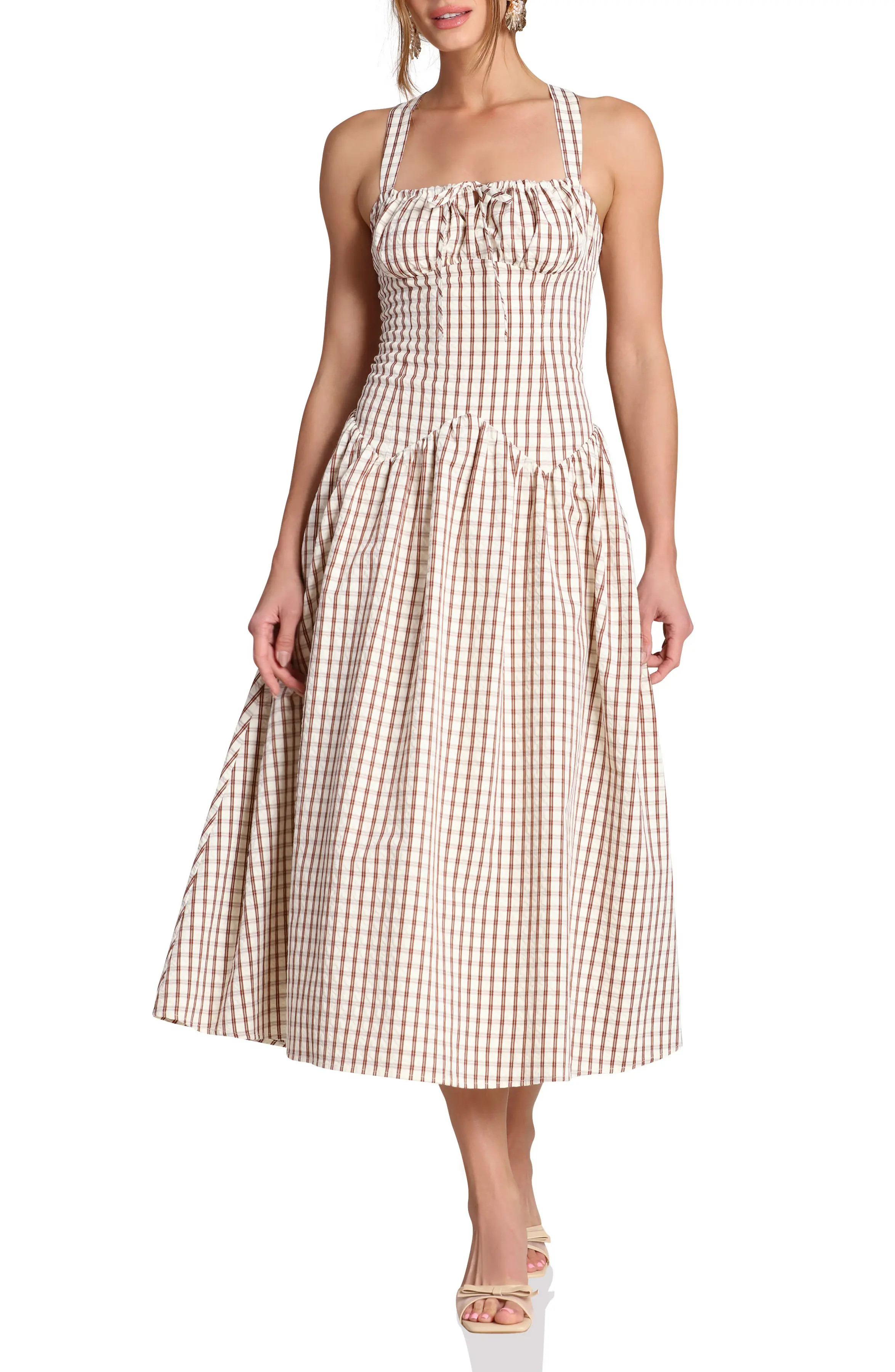 Avec Les Filles Check Drop Waist Cotton Blend Sundress (Women) | Nordstromrack | Nordstrom Rack