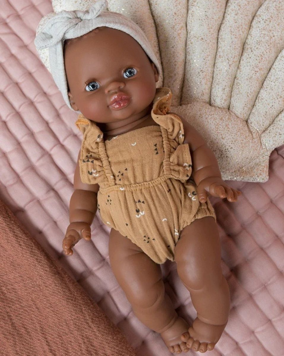 MiniKane Little African Baby Girl Doll - Blue Eyes | Bohemian Mama