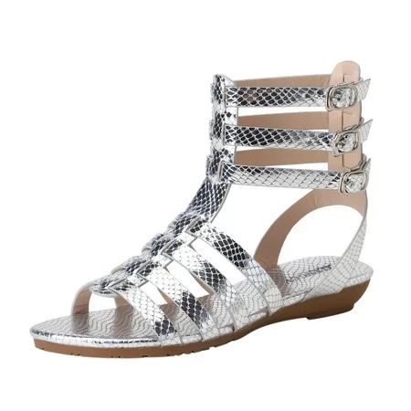 CLZOUD Womens Fisherman Sandals Silver Fashion Spring and Summer Women Sandals Flat Bottom Low Heel  | Walmart (US)