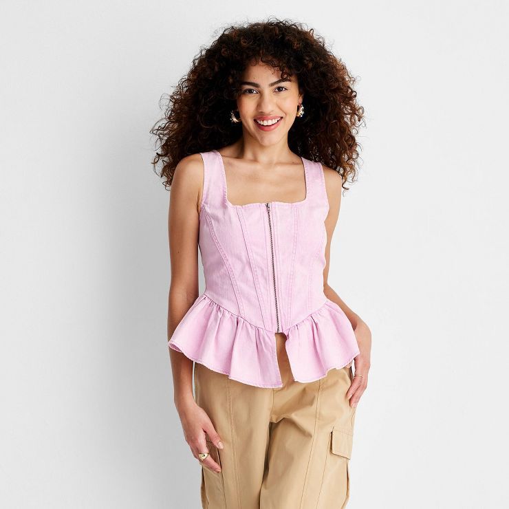 Women's Sleeveless Denim Corset Top - Future Collective™ with Gabriella Karefa-Johnson | Target