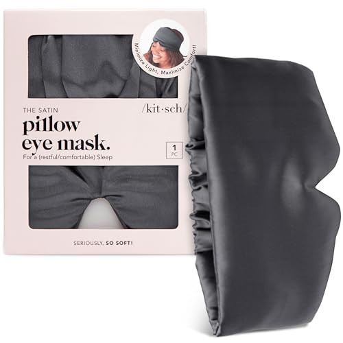 Kitsch Satin Sleep Mask | Eye Masks for Sleep - Charcoal Black | Amazon (US)