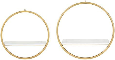Amazon.com: Kate and Laurel Wicks Modern Glam Floating Wall Shelf Set of 2 | Round Gold Metal Frame  | Amazon (US)