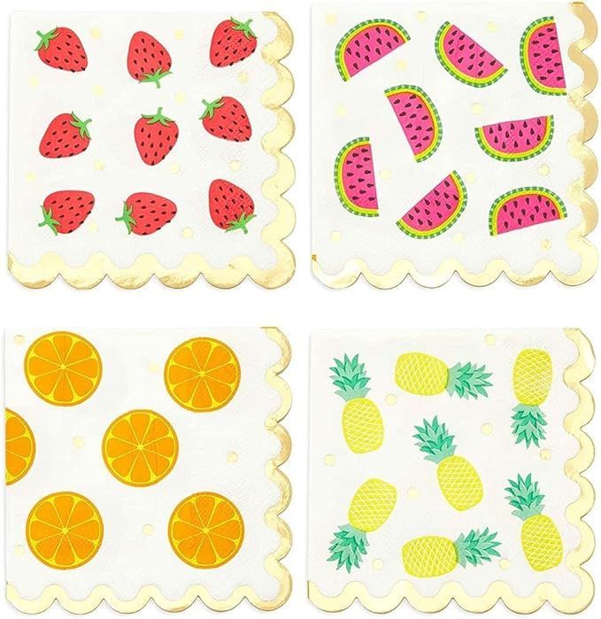 Fruit Cocktail Napkins, Summer Party Decorations (4 Designs, 5 x 5 In, 100 Pack) | Amazon (US)
