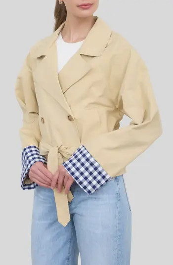 Gingham Cuff Short Trench Coat | Nordstrom