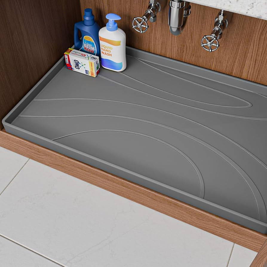 Under Sink Mat 34" x 22", Silicone Under Sink Liner for Kitchen and Bathroom, Waterproof Cabinet ... | Amazon (US)