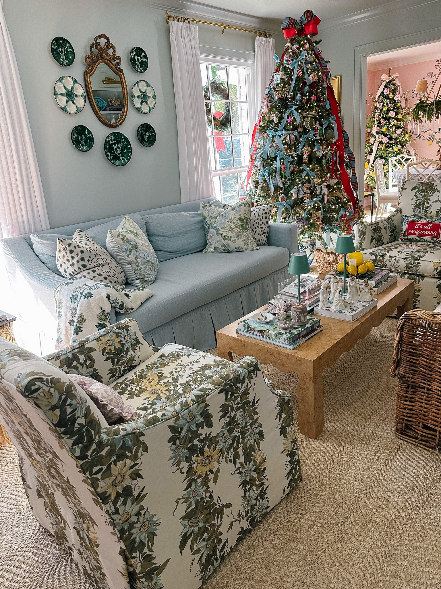 Our formal living room at Christmas 