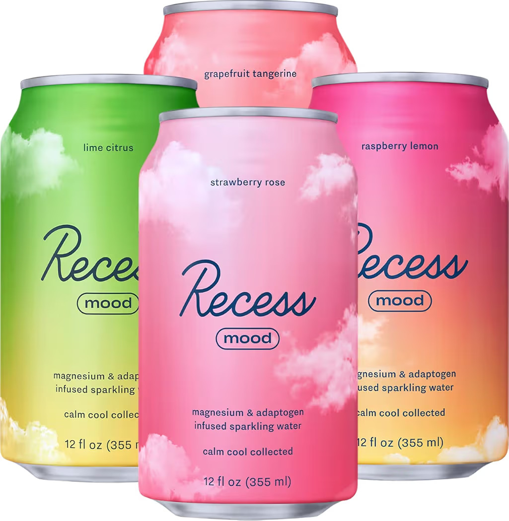 Recess Mood Magnesium & Adaptogen Drink, Relaxation Beverage, 12 Ounce (Variety Pack, 12 Pack) | Amazon (US)