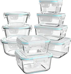 Glass Food Storage Containers with Lids, [18 Piece] Meal Prep Containers for Food Storage , BPA F... | Amazon (US)