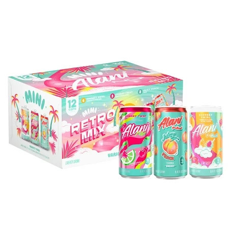 Alani Nu Sugar Free Energy Drink Mini, Variety Pack, Sherbet Swirl, Cherry Twist, Juicy Peach, 8.4 fl oz, 12 Pack, Cans, 100mg Caffeine | Walmart (US)