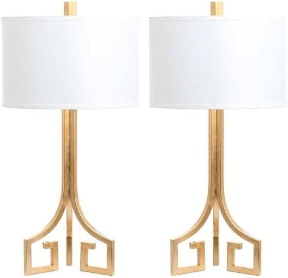SAFAVIEH Lighting Collection Arabelle Modern Contemporary Greek Key Gold 28-inch Bedroom Living R... | Amazon (US)