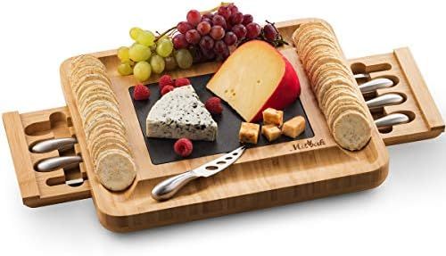 Mitbak Cheese Board Tray with 12 Cheese Utensils | Bamboo Charcuterie Board Serving Tray | Cuttin... | Amazon (US)