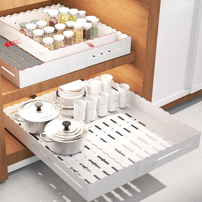 Pull Out Cabinet Organizer, Expandable Width 12"-18" Depth 13"-23" with 3 Slide Rails, No Drill A... | Amazon (US)