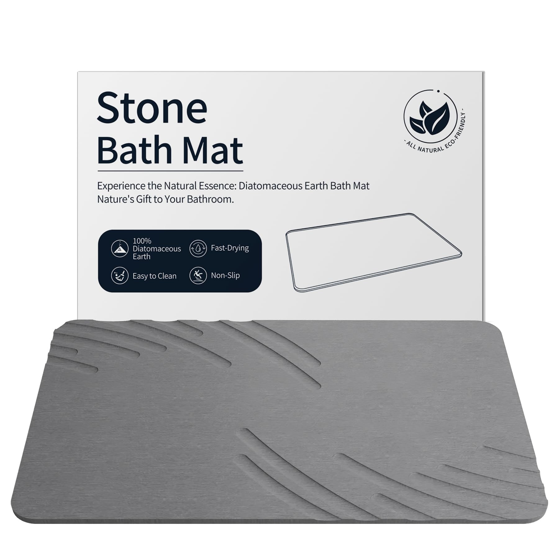 Stone Bath Mat Diatomaceous Earth Shower Mat Non-Slip Super Absorbent Diatomite Stone Mats for Ba... | Amazon (US)