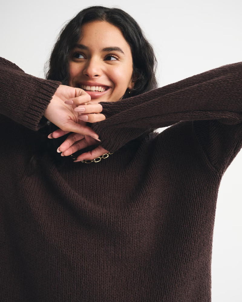 Open-Stitch Textural Crew Sweater | Abercrombie & Fitch (US)