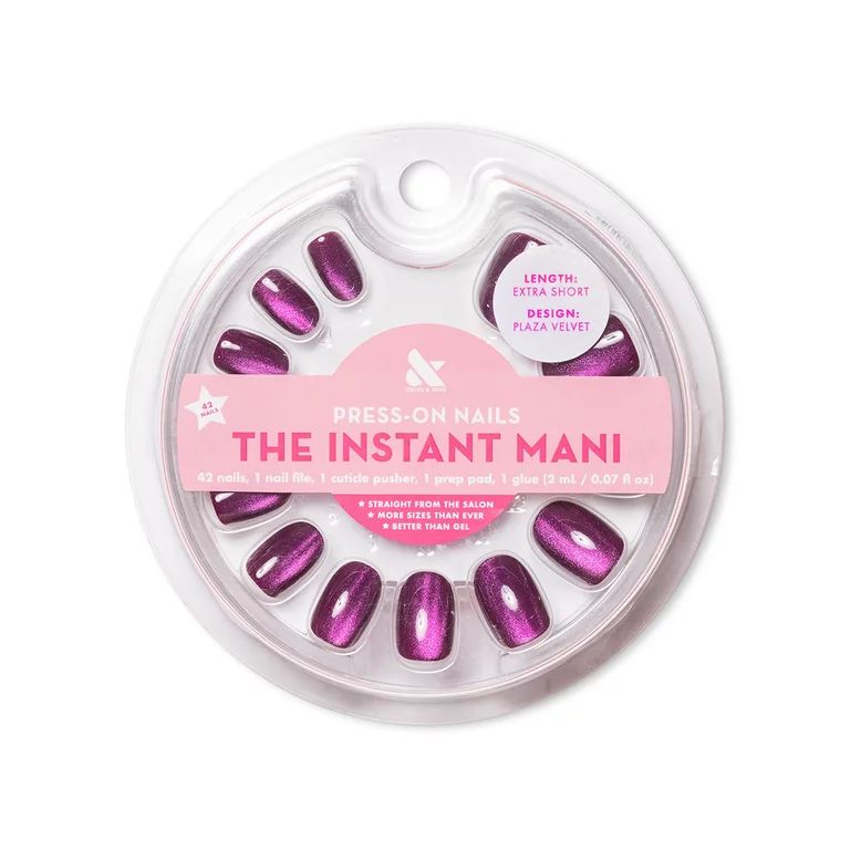Olive & June Instant Mani Round Extra Short Press-On Nails, Purple, Velvet Plaza, 42 Pieces | Walmart (US)